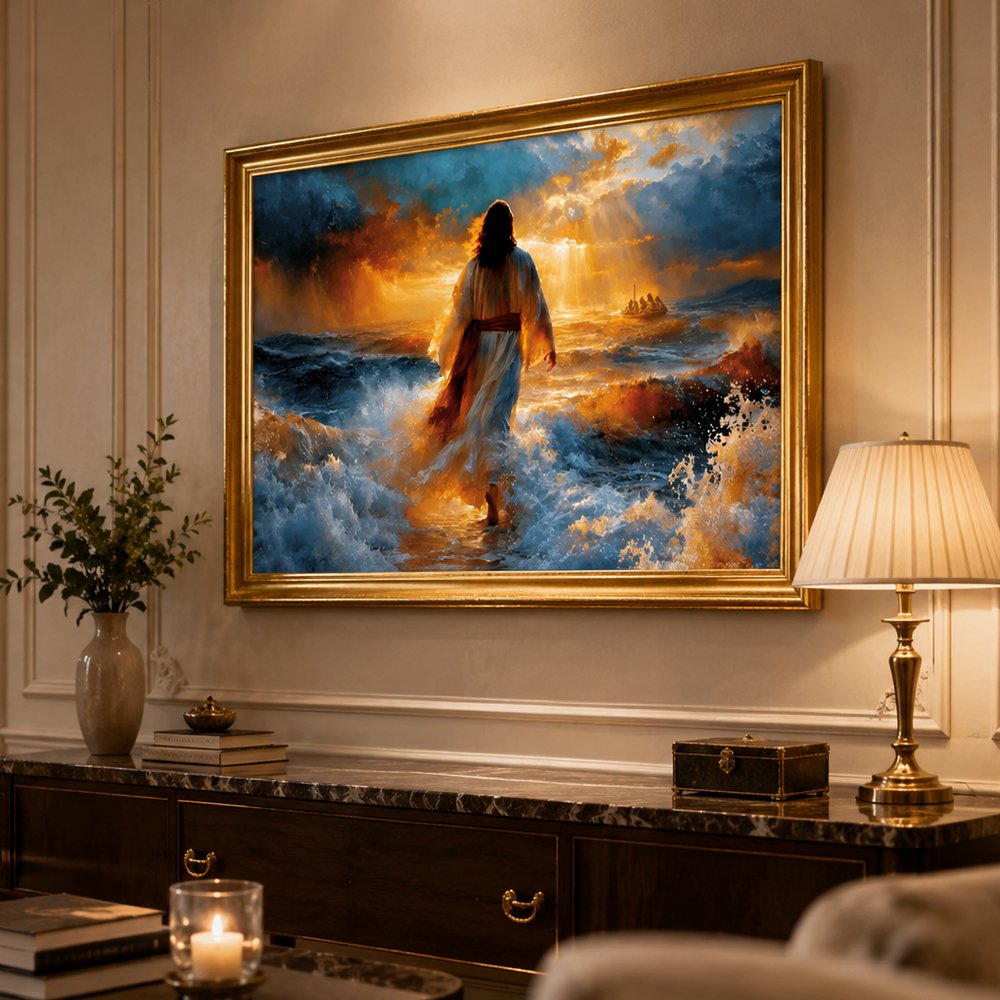 Arte Digital + Mockups - Jesus Caminhando Sobre as Aguas 3